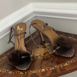 HYPE BRONZE METALLIC CRACKLED HEELS /SHOES SIZE 8M
